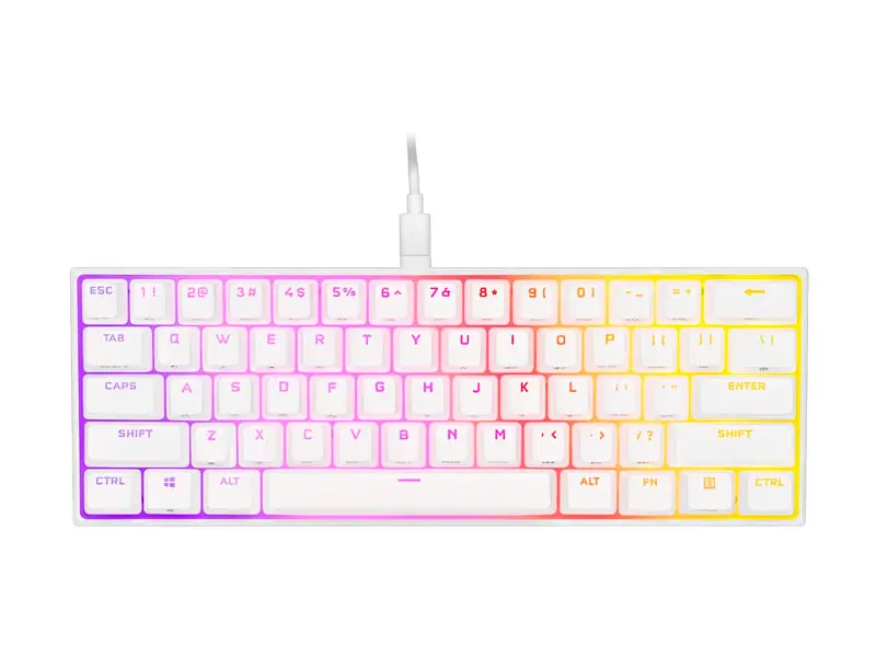 Teclado Gaming CORSAIR K65 RGB Mini 60% CHERRY MX SPEED Blanco