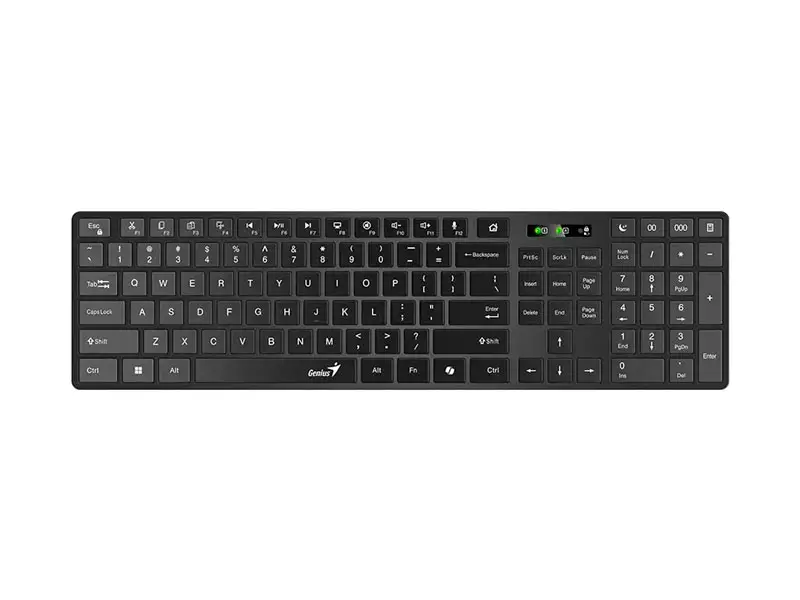 Teclado Genius Dual Wireless/BT SlimStar 7250BT AI Copilot Multimedia SP Black (31320004407)