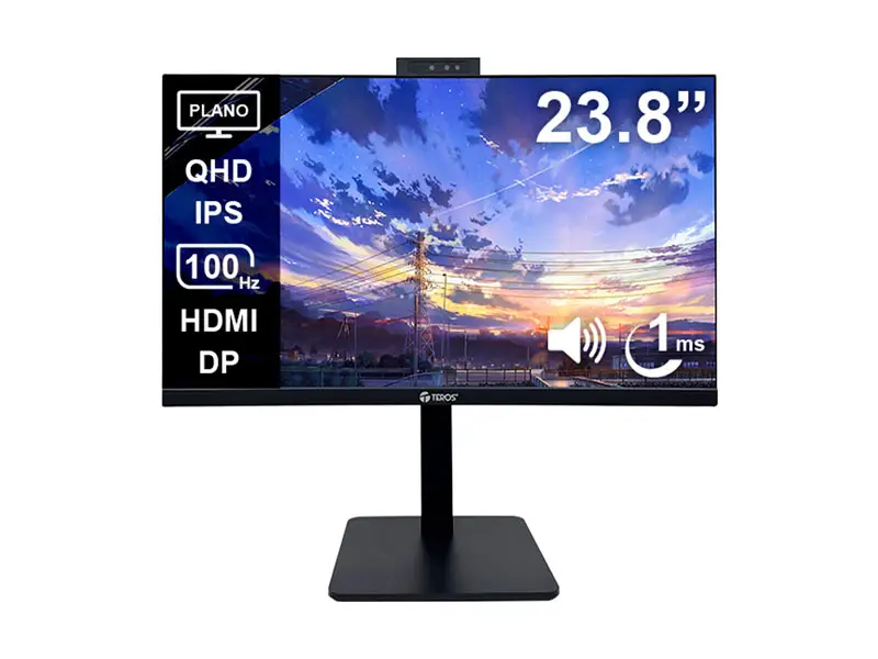 Monitor Teros TE-2416CS 23.8″ QHD PLANO IPS 100Hz 1ms Camara Parlantes