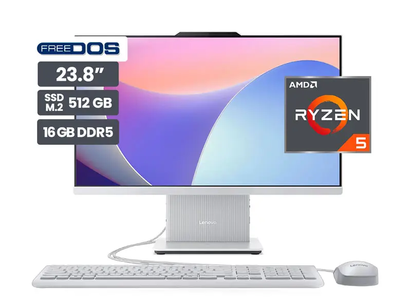 All In One Lenovo AIO IdeaCentre 24ARR9 23.8″ FHD AMD Ryzen 5-7535HS 16GB SSD512GB No incluye Windows