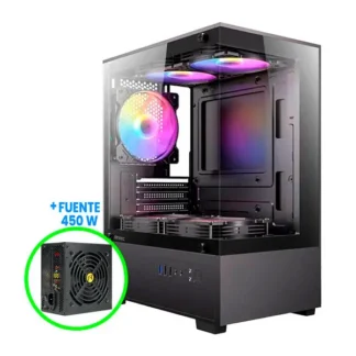 Case Antec VCX100M ARGB + Fuente 450W Black (0-76134S-1025-1-3)