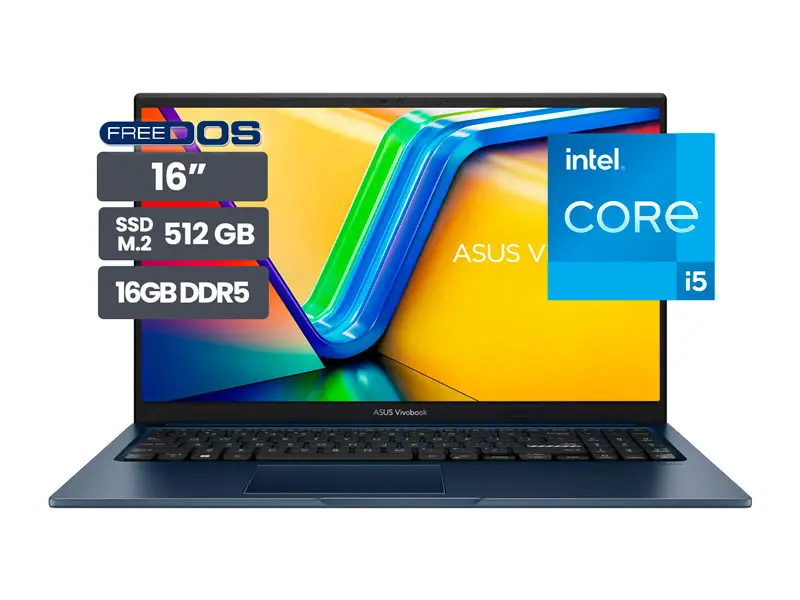Laptop ASUS VivoBook 16 X1504VA-BQ4055 16″ Intel Core 5-120U 16GB SSD512GB No incluye Windows