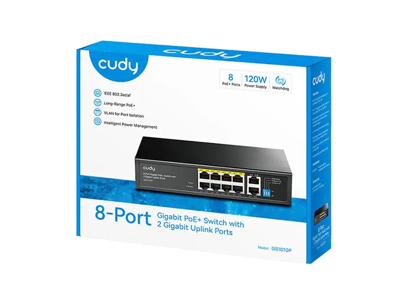 Switch CUDY GS1010P 8 puertos Gigabit POE+ 2 puertos Uplink - Imagen 2