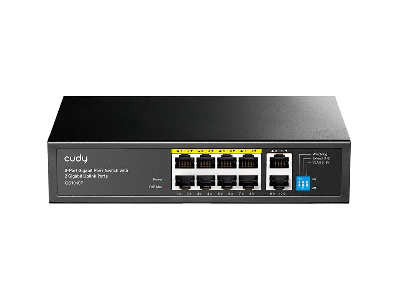 Switch CUDY GS1010P 8 puertos Gigabit POE+ 2 puertos Uplink