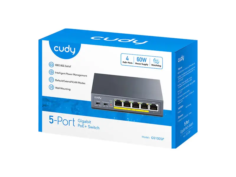 Switch CUDY GS1005P 5 puertos Gigabit POE+ - Imagen 2