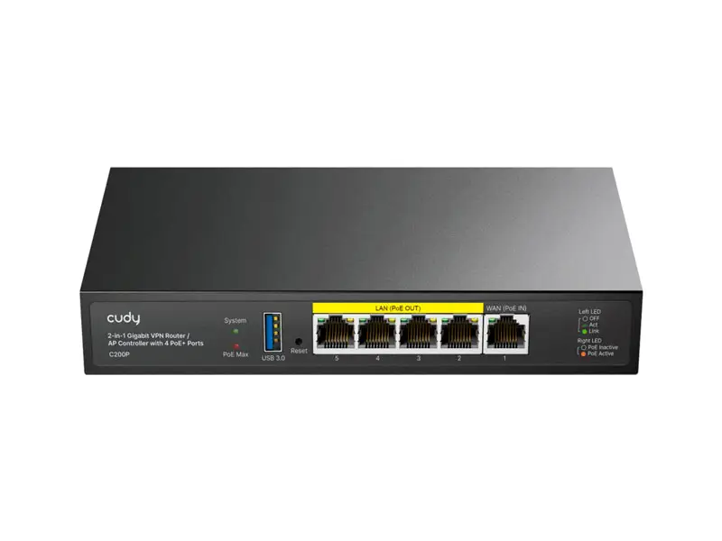Router CUDY C200P Gigabit VPN controlador AP 4 puertos POE+