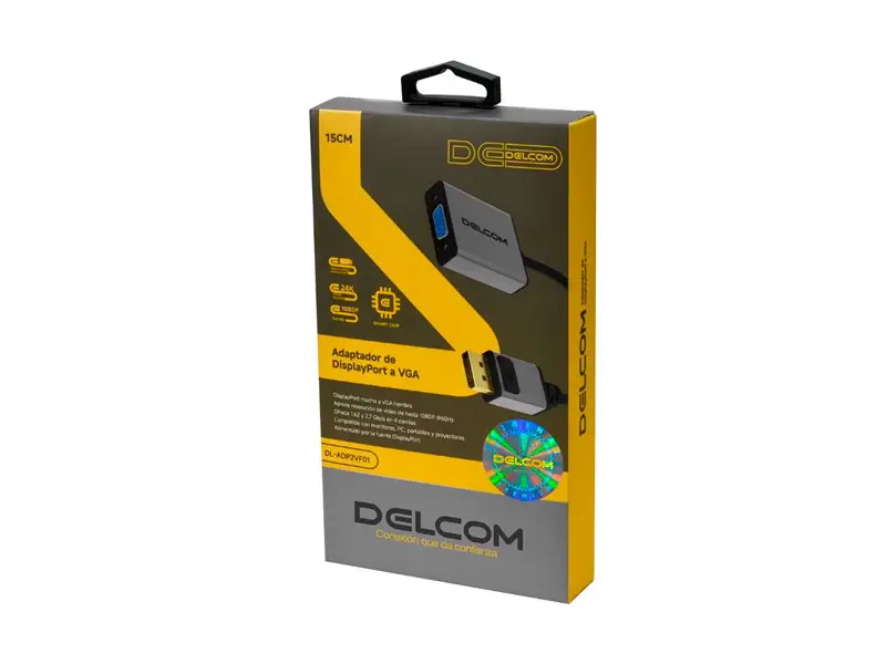 Adaptador DELCOM de DisplayPort (Macho) a VGA (Hembra) FHD 4K/2K 15CM - Imagen 2