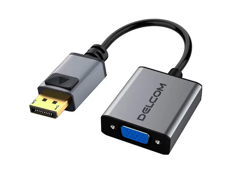 Adaptador DELCOM de DisplayPort (Macho) a VGA (Hembra) FHD 4K/2K 15CM