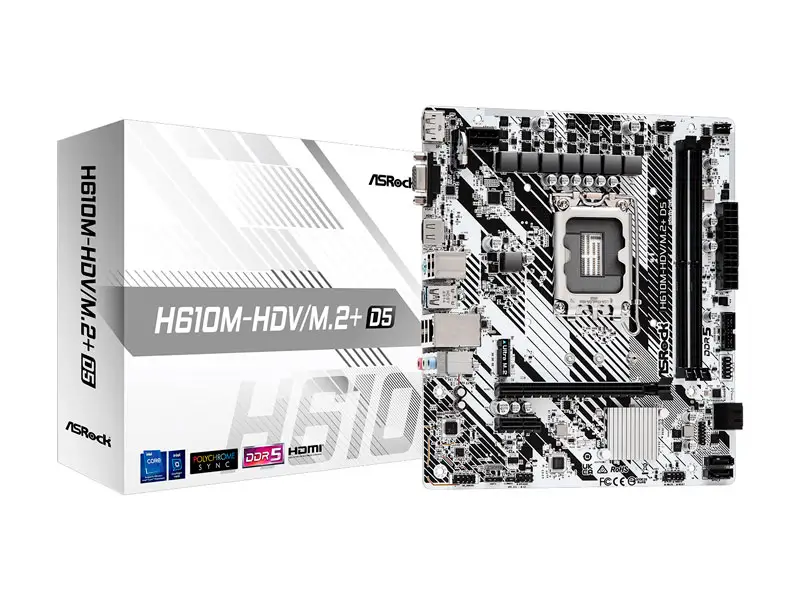Placa ASROCK H610M-HDV M.2+D5 Intel LGA1700 DDR5 HDMI/DP/RJ-45