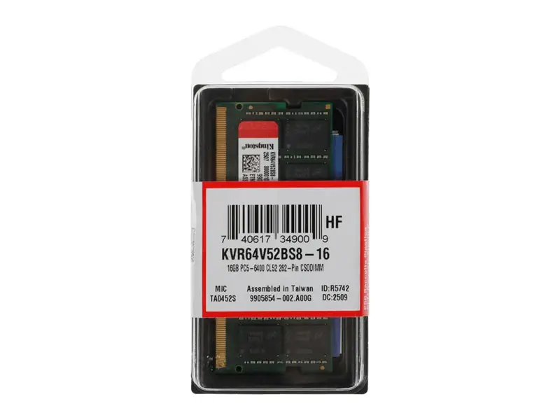 Memoria DDR5 16GB Kingston 6400MHz CL52 SODIMM (KVR64V52BS8-16) - Imagen 3