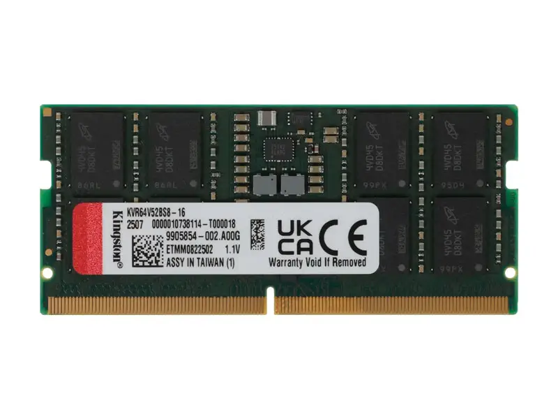 Memoria DDR5 16GB Kingston 6400MHz CL52 SODIMM (KVR64V52BS8-16) - Imagen 2