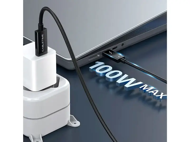 Cable USB-C Thunderbolt 4 0.8mt CABLETIME CT40G 8K 100W - Imagen 3