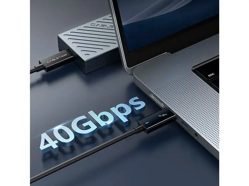 Cable USB-C Thunderbolt 4 0.8mt CABLETIME CT40G 8K 100W - Imagen 2