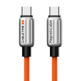 Cable USB-C a USB-C 1mts CABLETIME CU06H 240W Magnetico Anaranjado