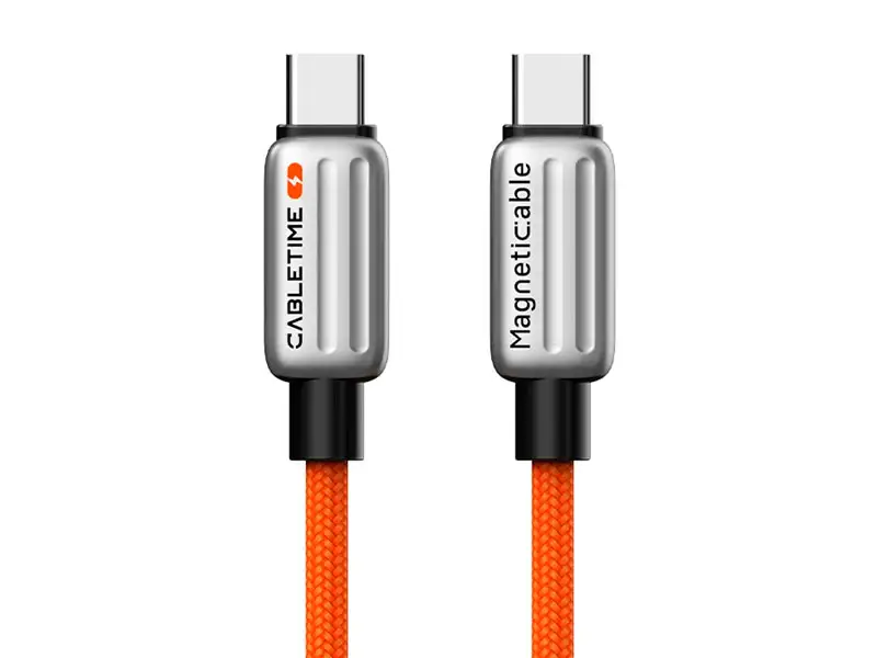 Cable USB-C a USB-C 1mts CABLETIME CU06H 240W Magnetico Anaranjado