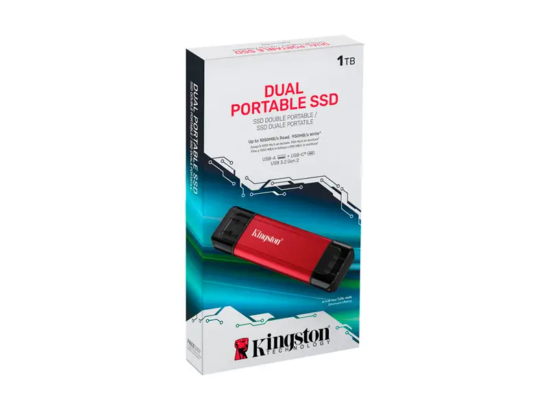 Unidad SSD Externo Kingston 1TB Dual Portable SSD USB-C USB-A Gen2 - Imagen 3