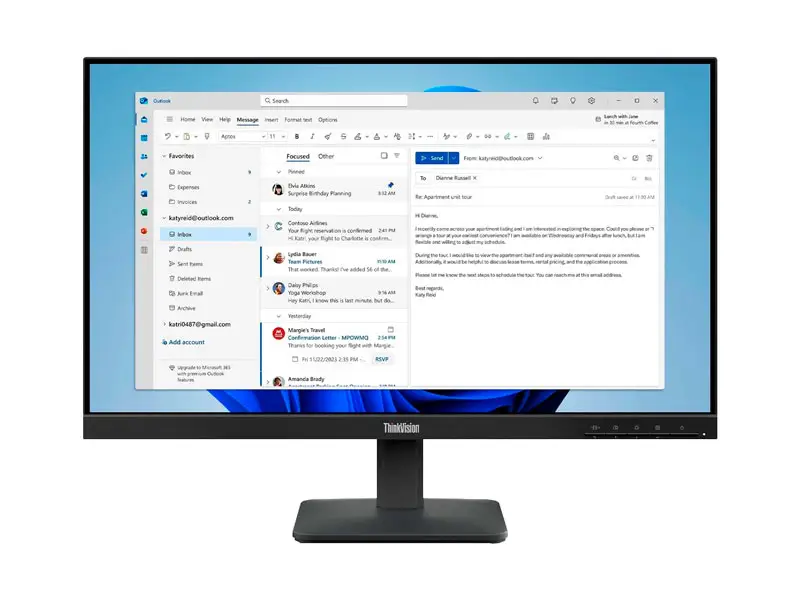 Monitor 23.8″ LENOVO ThinkVision S24e-4e Plano HDMI/VGA/6ms/100Hz