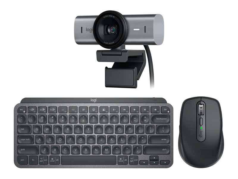 Combo Logitech MX Teclado Keys Mini + Mouse ANYWHERE 3S + Camara brio pro 700 Wireless Graphite