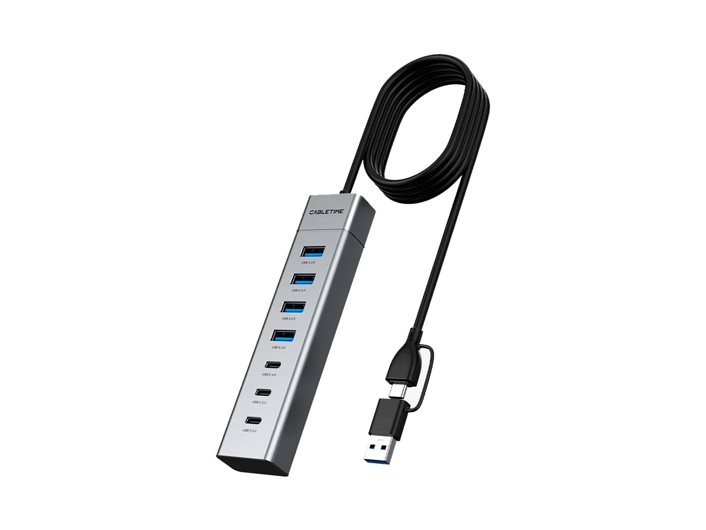 HUB CABLETIME CB58G USB-A/C a 7 en 1 + 4 USB-A /3 USB-C