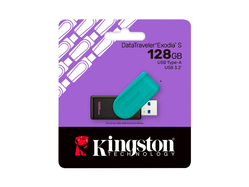 Memoria USB 3.2 128GB Kingston DataTraveler Exodia S (DTXS/128GB) Negro/turquesa