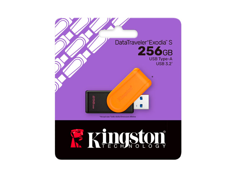 Memoria USB 3.2 256GB Kingston DataTraveler Exodia S (DTXS/256GB) Negro/naranja