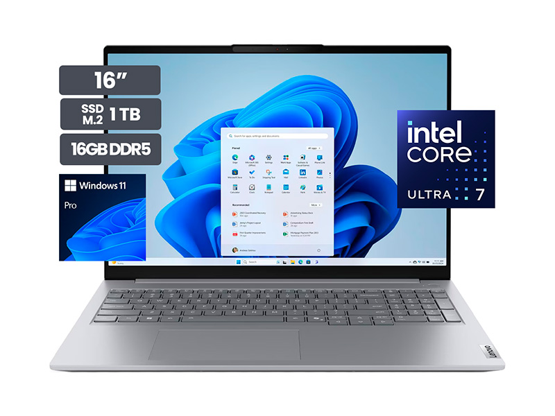 Laptop Lenovo ThinkBook 16 G8 16″ Intel Core Ultra 7 255H 16GB SSD1TB W11 Pro