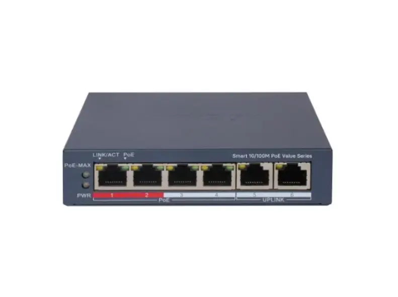 DS-3E1106P-EI/M Switch Smart de 6 Puertos de 4 puertos PoE y 2 RJ45 10/100
