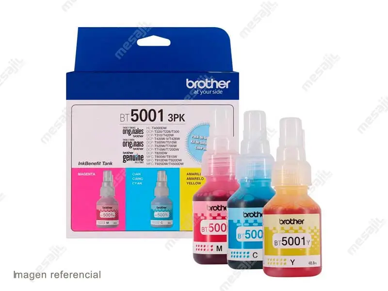 Tinta BROTHER KIT BT5001 3PK-TANK Cyan Magenta Yellow T520W T720DW T820DW MFC-T920DW - Imagen 3