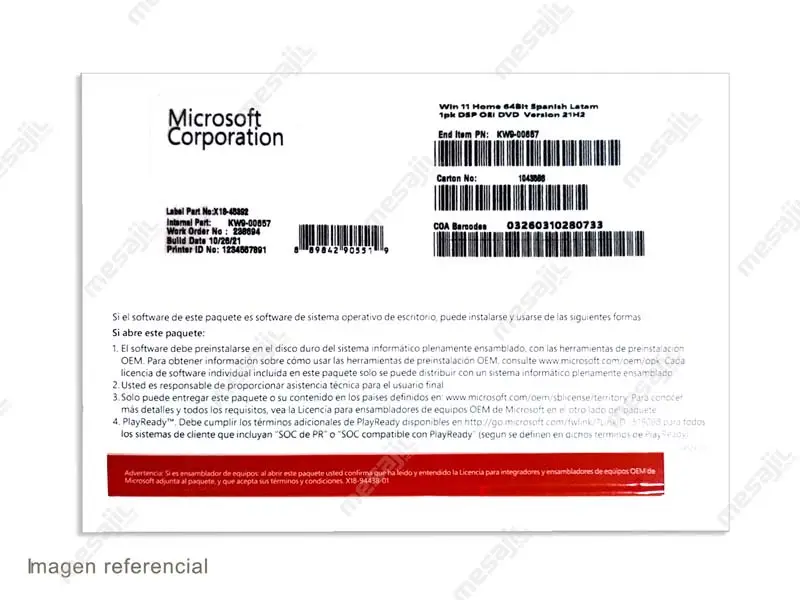 Microsoft Windows 11 Home 64 Bits Espanol 1PK OEM - Imagen 2