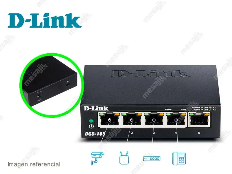 Switch D-Link DGS-105 5 Puertos Gigabit 10/100/1000 Mbps