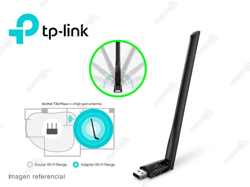 Adaptador USB Wi-Fi 5 TP-Link Archer T2U Plus AC600 Antena