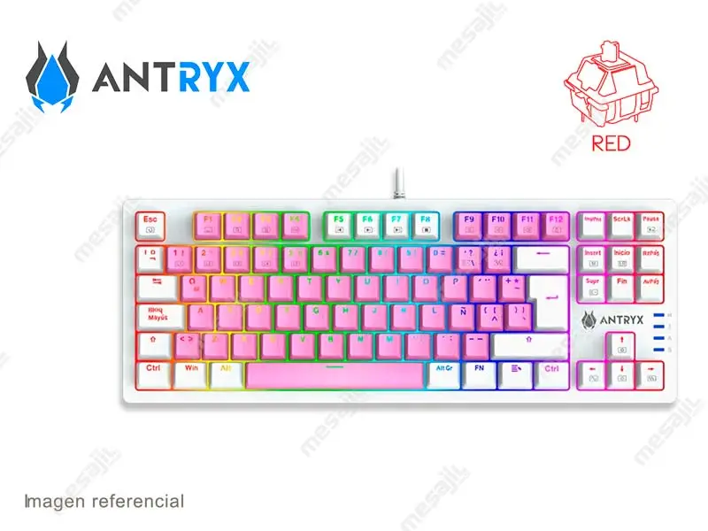 Teclados Gaming Antryx Mecanico TKL Chrome Storm MK840 Pink, Switch Red (AMK-CS840PRE-SP)