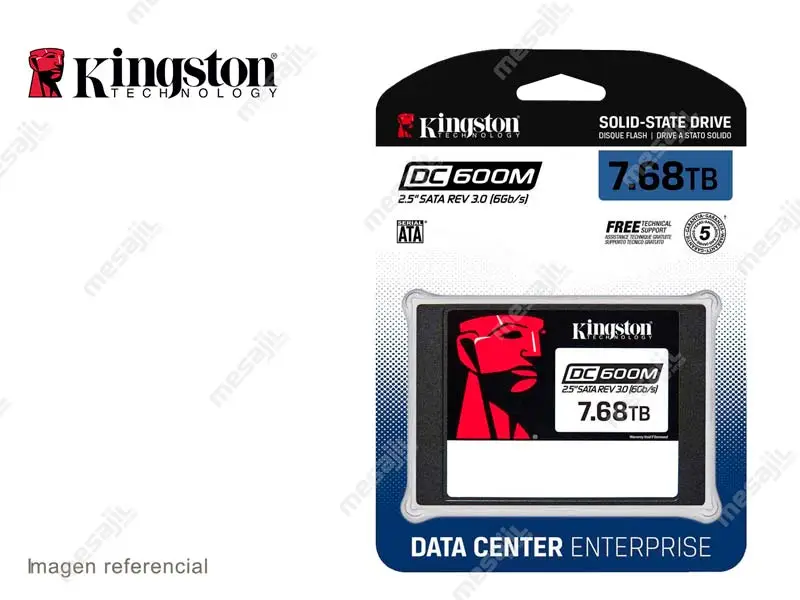 Unidad SSD Interno de 7680GB Kingston DC600M 2.5″ 6Gb/s, NAND 3D