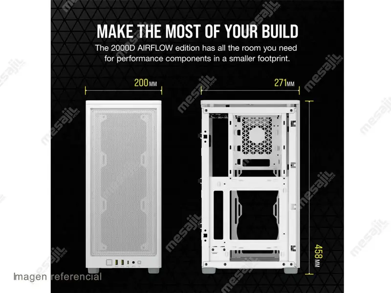 Case Corsair Mini ITX Airflow 2000D White (CC-9011245-WW) - Imagen 2
