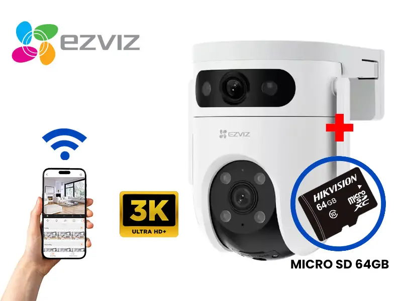 CAM IP H9C PT LENTE DUAL EXTERIOR 10MP + MICRO SD 64GB