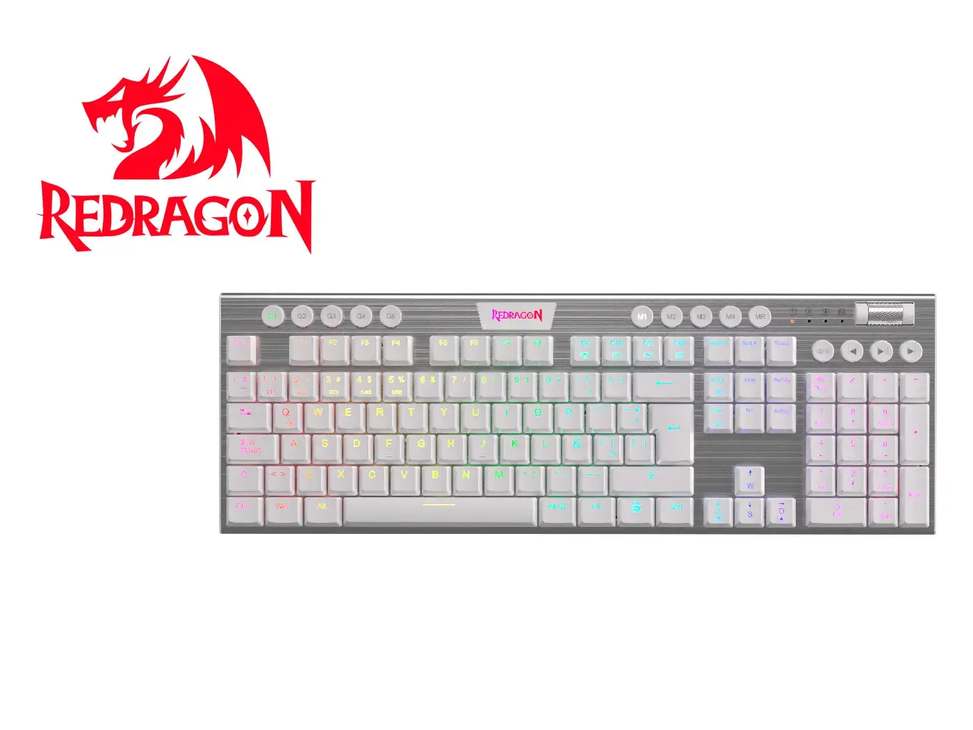 Teclado Mecánico Redragon HORUS FS K619W-RGB-SP WHITE Cableado