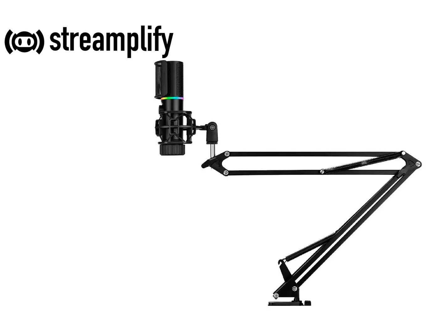 Micrófono Gamer Streamplify MIC-48-RGB-MA-BK Soporte de Brazo