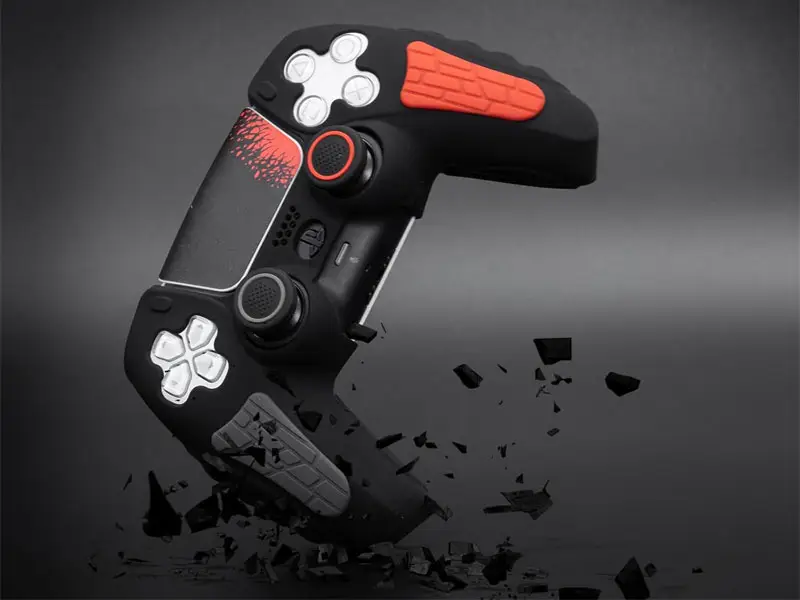 Protector De Silicona Para Mando PS5 Dualsense AKSW-181 Negro-Rojo - Imagen 3