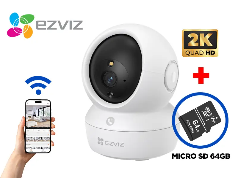 CAMARA INTERIO H6C 3MP 2K + MEMORIA MICROS SD 64 GB