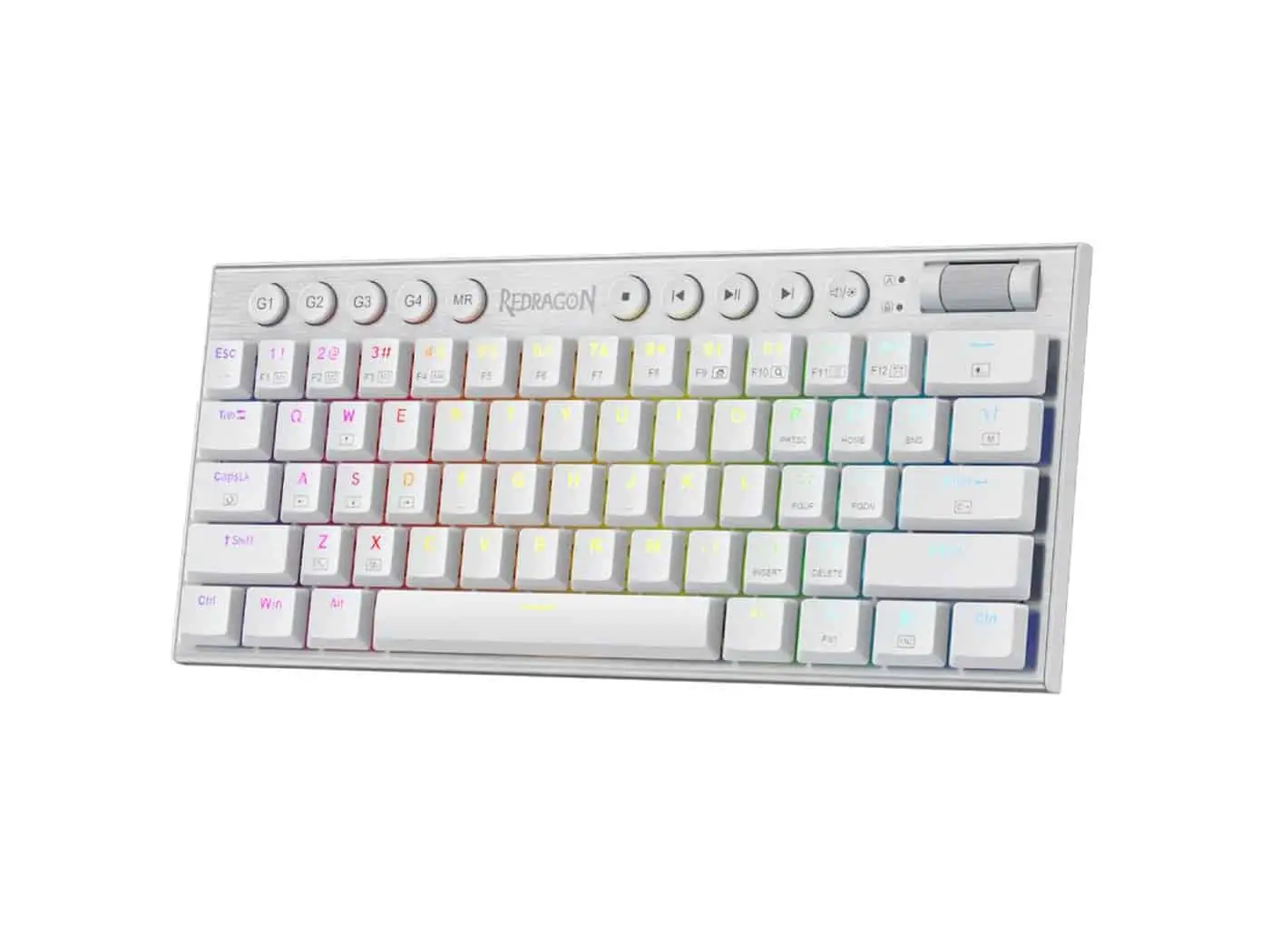 Teclados Redragon HORUS 60% Wireless. English K632-PRO-RGB WHITE RED SWITCH - Imagen 2