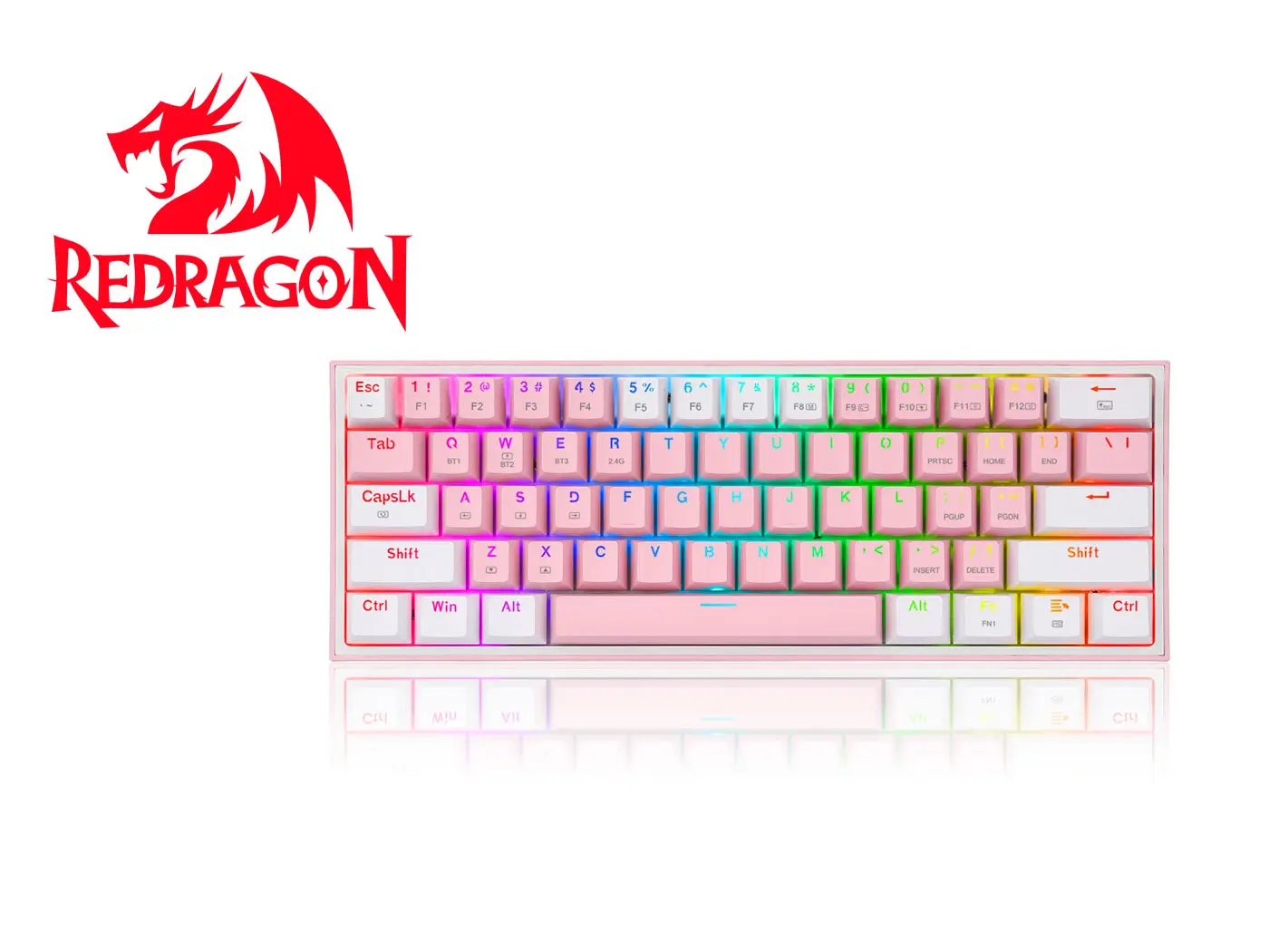 Teclado Redragon Fizz Pro Wireless Spanish K616-rgb-pw Pink