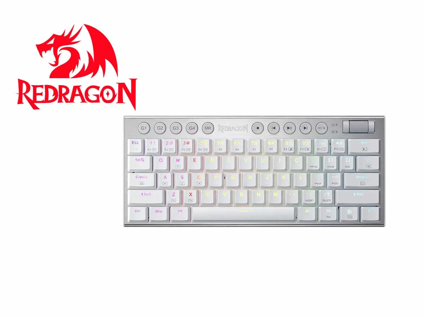 Teclados Redragon HORUS 60% Wireless. English K632-PRO-RGB WHITE RED SWITCH
