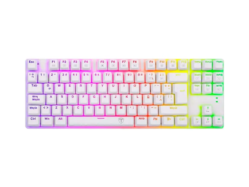 Teclado Mecánico Gamer T-Dagger BORA WHITE Rainbow T-TGK313W-RD-SP Red Switch